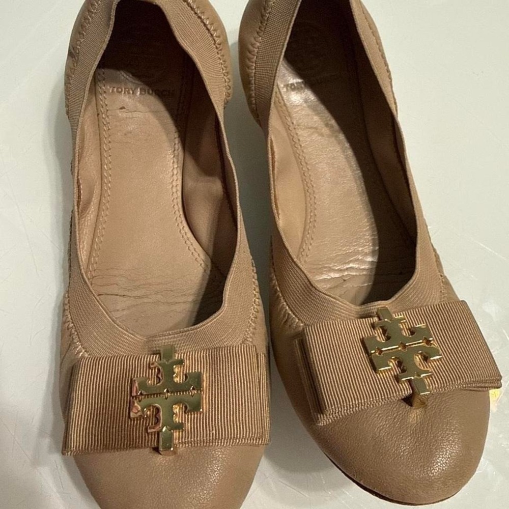 Tory Burch Nude Leather Ballet Flats Size 6M